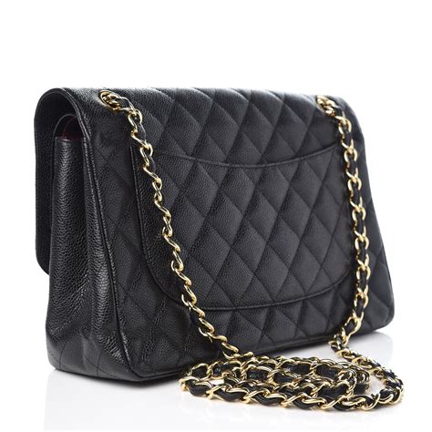 caviar double flap chanel|CHANEL Caviar Quilted Jumbo Double Flap Black.